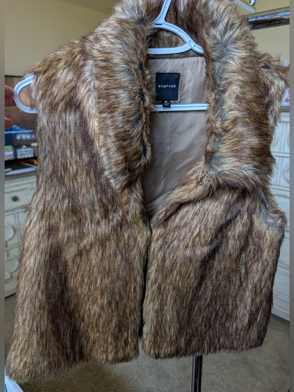 Rampage Faux Fur Brown Multi-Tone Vest